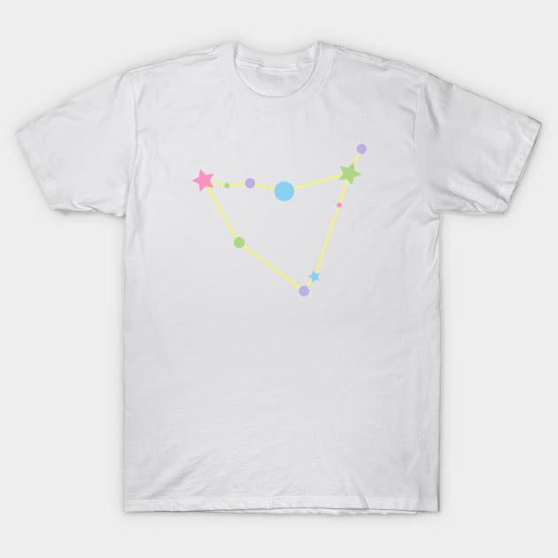 Capricorn Zodiac Constellation in Rainbow Pastels T-Shirt by Kelly Gigi